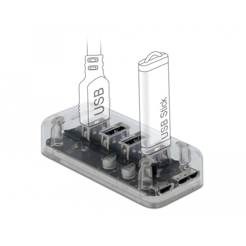 Delock External USB 3.0 Hub with 4 Ports transparent