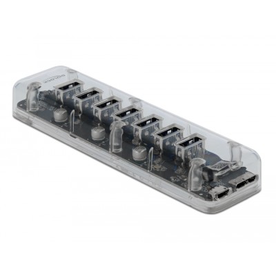 Delock External USB 3.0 Hub with 7 Ports transparent