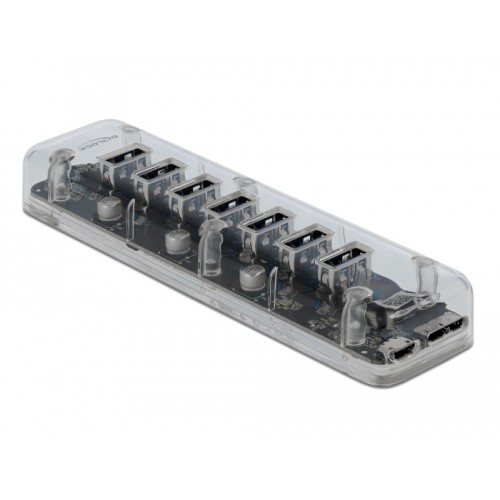 Delock External USB 3.0 Hub with 7 Ports transparent