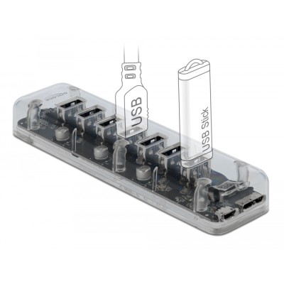 Delock External USB 3.0 Hub with 7 Ports transparent 2