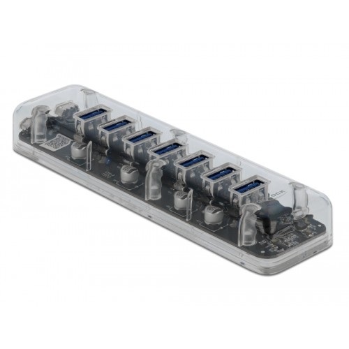 Delock External USB 3.0 Hub with 7 Ports transparent