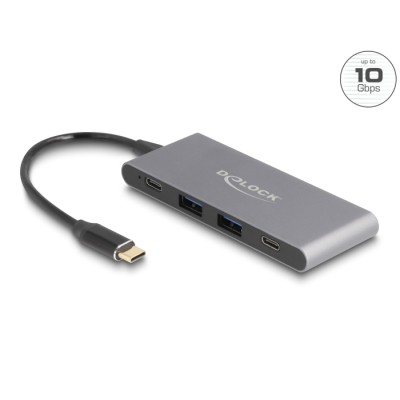 Delock 4 Port USB Type-C™ Hub with 2 x USB Type-A and 2 x USB Type-C™ 10 Gbps