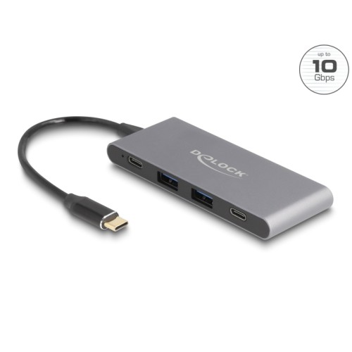 Delock 4 Port USB Type-C™ Hub with 2 x USB Type-A and 2 x USB Type-C™ 10 Gbps