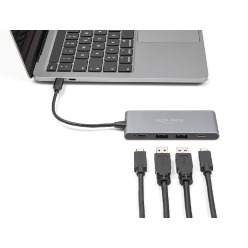 Delock 4 Port USB Type-C™ Hub with 2 x USB Type-A and 2 x USB Type-C™ 10 Gbps