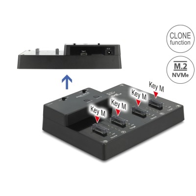 Delock M.2 Docking Station for 4 x M.2 NVMe PCIe SSD with Clone function