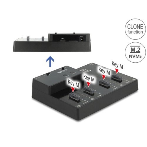 Delock M.2 Docking Station for 4 x M.2 NVMe PCIe SSD with Clone function