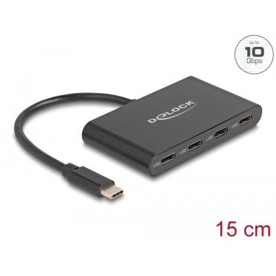 Delock USB 3.2 Gen 2 USB Type-C™ Hub with 4 x USB Type-C™ female – 10 Gbps