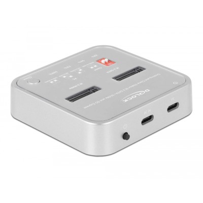 Delock Docking Station for 1 x M.2 NVMe SSD + 1 x M.2 SATA SSD with SD Express (SD 7.1) Card Reader and Clone Function 2