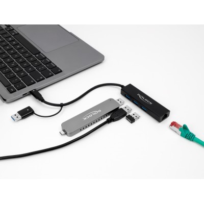 Delock 3 Port USB 3.2 Gen 1 Hub + Gigabit LAN with USB Type-C™ or USB Type-A connector 2