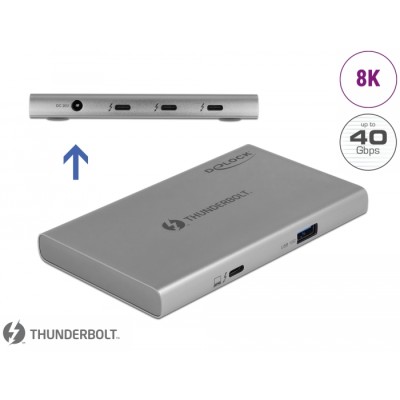 Delock Thunderbolt™ 4 Hub 3 Port with additional SuperSpeed USB 10 Gbps Type-A Port - 8K