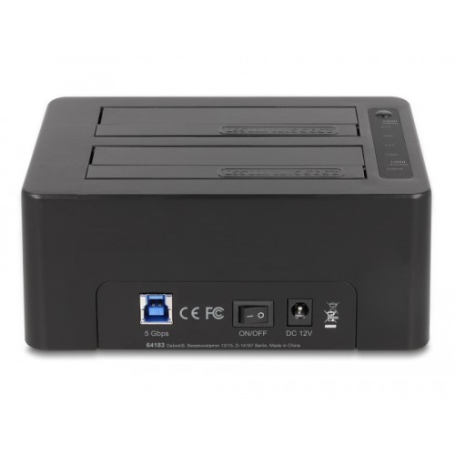 Delock USB Dual Docking Station for 2 x SATA HDD / SSD with Clone Function and Card Reader + additional USB Port