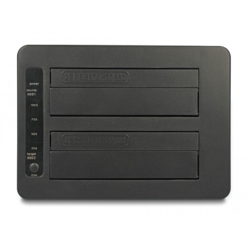 Delock USB Dual Docking Station for 2 x SATA HDD / SSD with Clone Function and Card Reader + additional USB Port