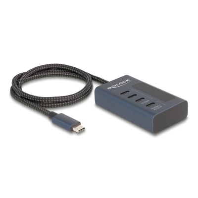 Delock USB 10 Gbps Hub with 4 USB Type-C™ Ports thereof 3 x Data Port + 1 x Data and PD 20 Watt with power indicator 2