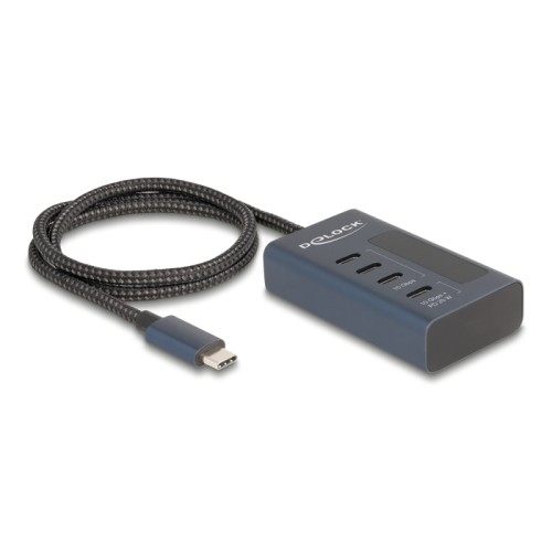 Delock USB 10 Gbps Hub with 4 USB Type-C™ Ports thereof 3 x Data Port + 1 x Data and PD 20 Watt with power indicator