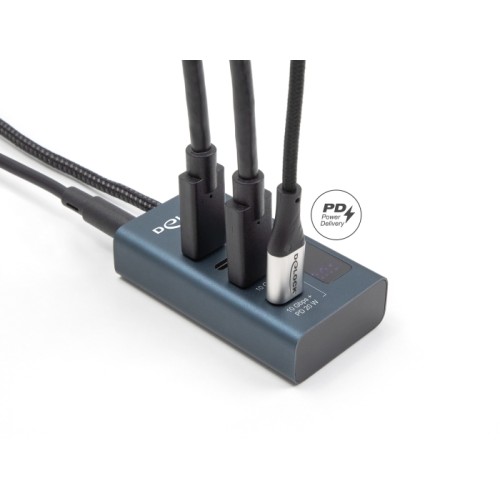Delock USB 10 Gbps Hub with 4 USB Type-C™ Ports thereof 3 x Data Port + 1 x Data and PD 20 Watt with power indicator