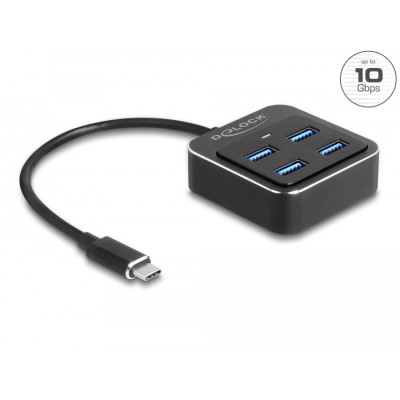 Delock USB 3.2 Gen 2 USB Type-C™ Hub with 4 x USB Type-A female – 10 Gbps