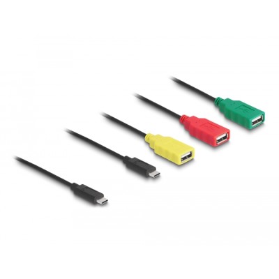 Delock 4 Port USB 2.0 Cable Hub USB Type-C™ to 3 x USB-A female + 1 x USB-C™ male 2