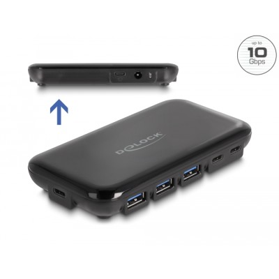 Delock 7 Port USB 3.2 Gen 2 Hub with 4 USB Type-A and 3 USB Type-C™ Ports