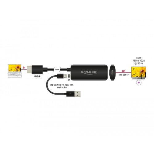 Delock Adapter HDMI-A male to USB Type-C™ female (DP Alt Mode) 8K