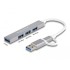 Delock 4 Port Slim USB Hub with USB Type-C™ or USB Type-A to 3 x USB 2.0 Type-A female + 1 x USB 5 Gbps Type-A female