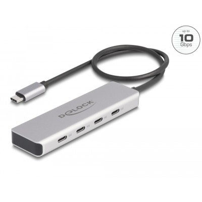 Delock USB 10 Gbps USB Type-C™ Hub with 4 x USB Type-C™ female with 35 cm connection cable