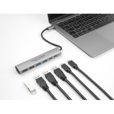 Delock 6 Port USB Hub with 4 x USB Type-A female and 2 x USB Type-C™ female 2