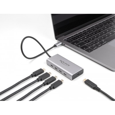 Delock USB 10 Gbps USB Type-C™ Hub with 4 x USB Type-C™ female + 1 x USB Type-C™ PD 85 Watt with 30 cm connection cable 2