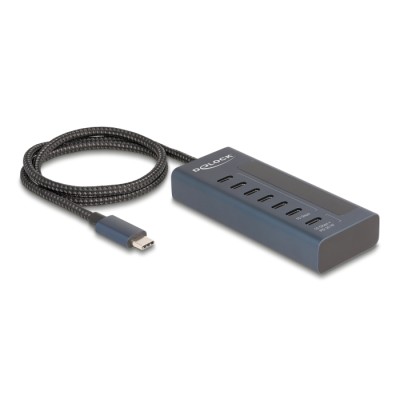 Delock USB 10 Gbps Hub with 7 USB Type-C™ Ports thereof 6 x Data Port + 1 x Data and PD 20 Watt with power indicator 2