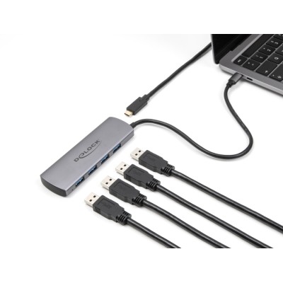 Delock USB 10 Gbps 4 Port USB Type-A Hub with USB Type-C™ connector and additional power port 2