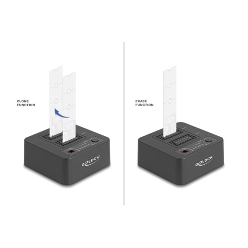 Delock USB 20 Gbps M.2 Docking Station for 2 x M.2 NVMe PCIe SSD with Clone and Erase Function