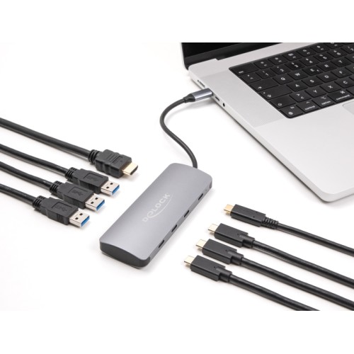 Delock 7 Port USB 10 Gbps Hub and 4K HDMI output with USB Type-C™ connection and PD 3.0 90 Watt
