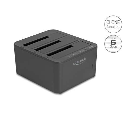 Delock USB Docking Station for 3 x SATA HDD / SSD with 1:2 Clone Function