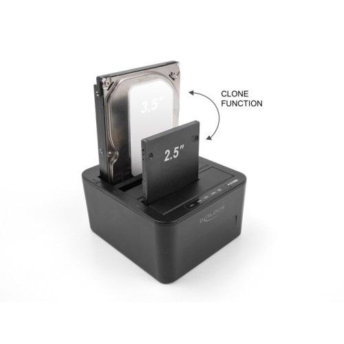 Delock USB Docking Station for 3 x SATA HDD / SSD with 1:2 Clone Function