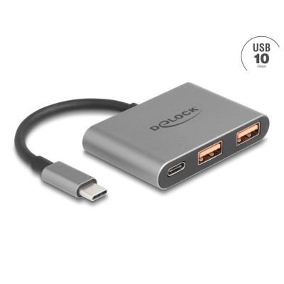 Delock 3 Port USB Hub 10 Gbps with USB Type-C™ to 1 x USB Type-C™ + 2 x USB Type-A