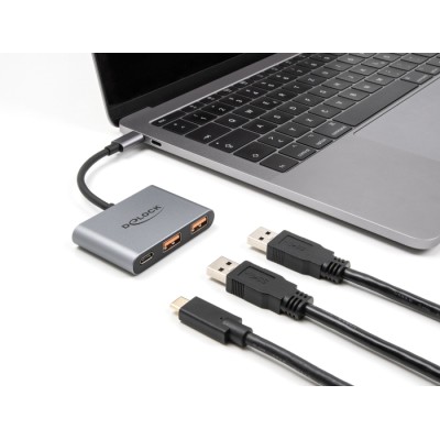 Delock 3 Port USB Hub 10 Gbps with USB Type-C™ to 1 x USB Type-C™ + 2 x USB Type-A 2