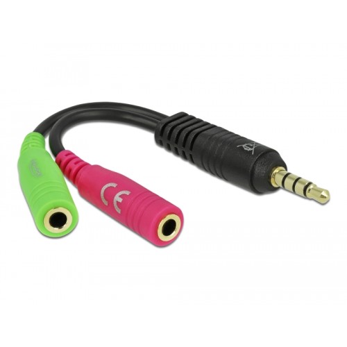 Delock Headset Adapter 1 x 3.5 mm 4 pin Stereo jack male  2 x 3.5 mm 3 pin Stereo jack female (OMTP)