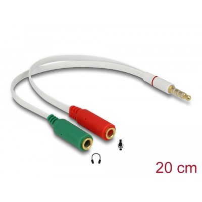 Delock Headset Adapter 1 x 3.5 mm 4 pin Stereo jack male > 2 x 3.5 mm 3 pin Stereo jack female (iPhone)