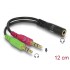 Delock Headset Adapter 1 x 3.5 mm 4 pin Stereo jack female  2 x 3.5 mm 3 pin Stereo jack male (CTIA pin assignment)