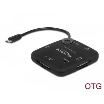 Delock Micro USB OTG Card Reader + 3 port USB Hub