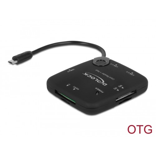 Delock Micro USB OTG Card Reader + 3 port USB Hub