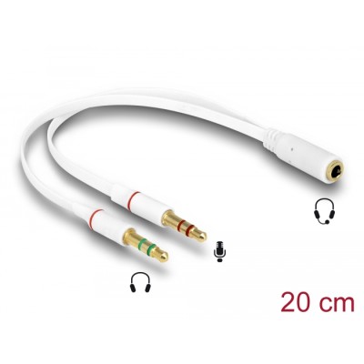Delock Headset Adapter 1 x 3.5 mm 4 pin Stereo jack female > 2 x 3.5 mm 3 pin Stereo jack male (iPhone)