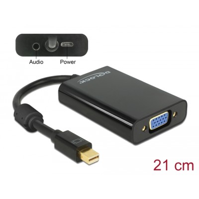 Delock Adapter mini DisplayPort 1.1 male  VGA female + Audio + Power black