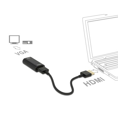 Delock Adapter HDMI-A male > VGA female Metal Housing with 15 cm cable 2