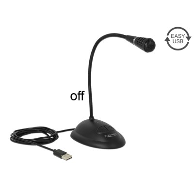 Delock USB Gooseneck Microphone with base and mute + on / off button