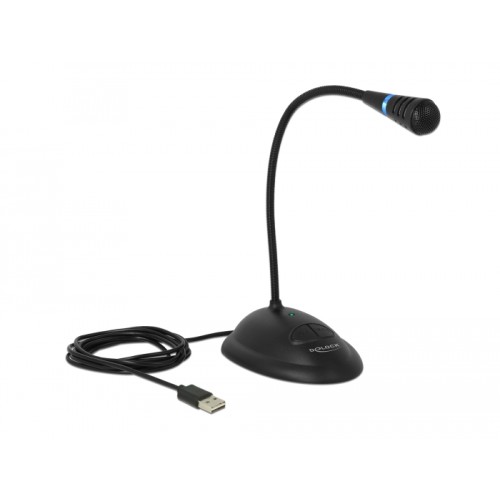 Delock USB Gooseneck Microphone with base and mute + on / off button