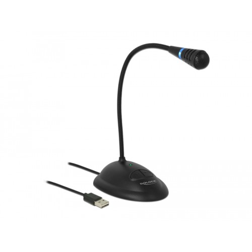 Delock USB Gooseneck Microphone with base and mute + on / off button