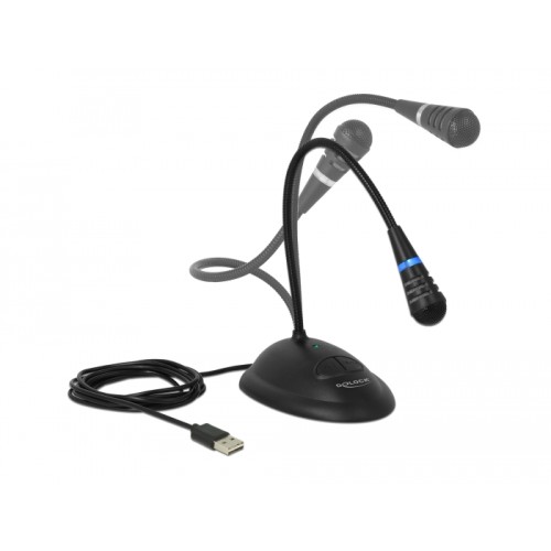 Delock USB Gooseneck Microphone with base and mute + on / off button