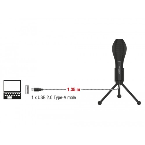 Delock USB Condenser Microphone with Table Stand - ideal for gaming, Skype and vocals