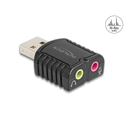 Delock External USB Sound Card 24 bit / 96 kHz Plug & Play for Windows, MAC, Linux, Chrome OS