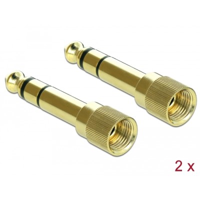 Delock Adapter 6.35 mm Stereo plug to 3.5 mm Stereo jack 3 pin metal screwable 2 pieces